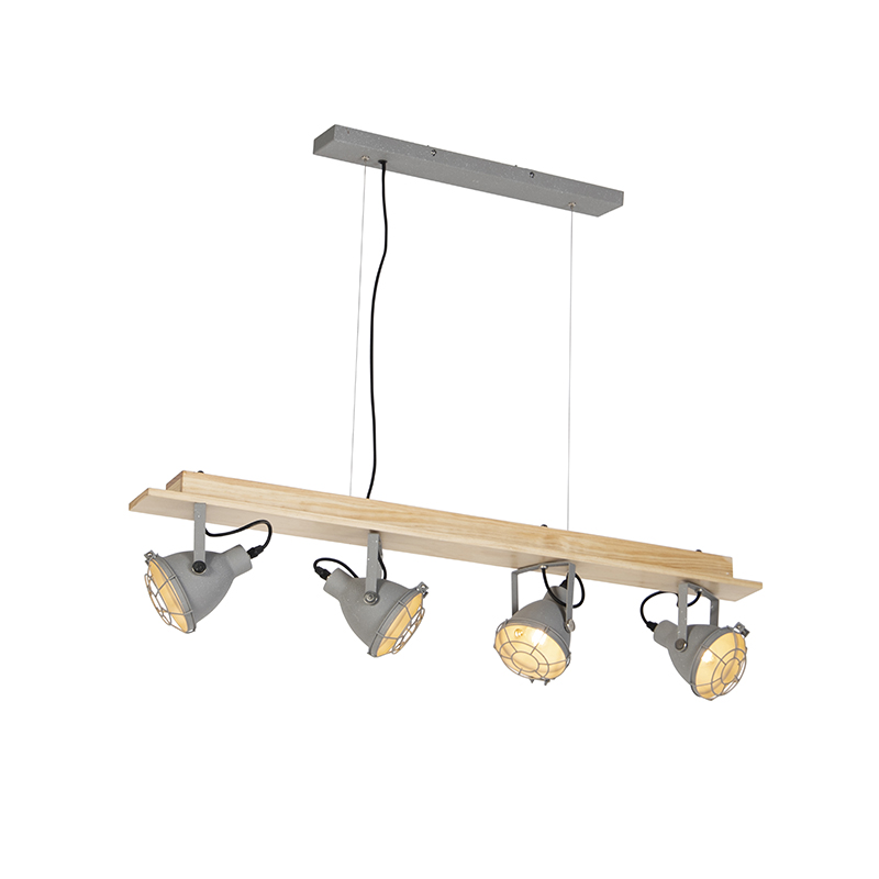 Průmyslová závěsná lampa 4 světle šedá - Antigo