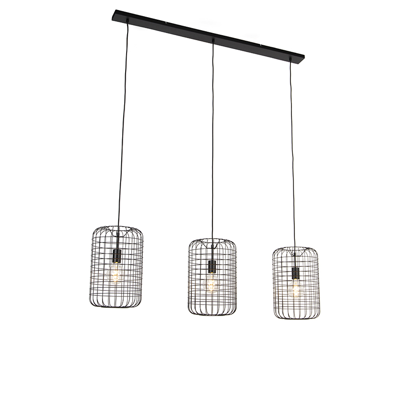 Průmyslová závěsná lampa černá 3-světlo 120cm - Bliss Vefa