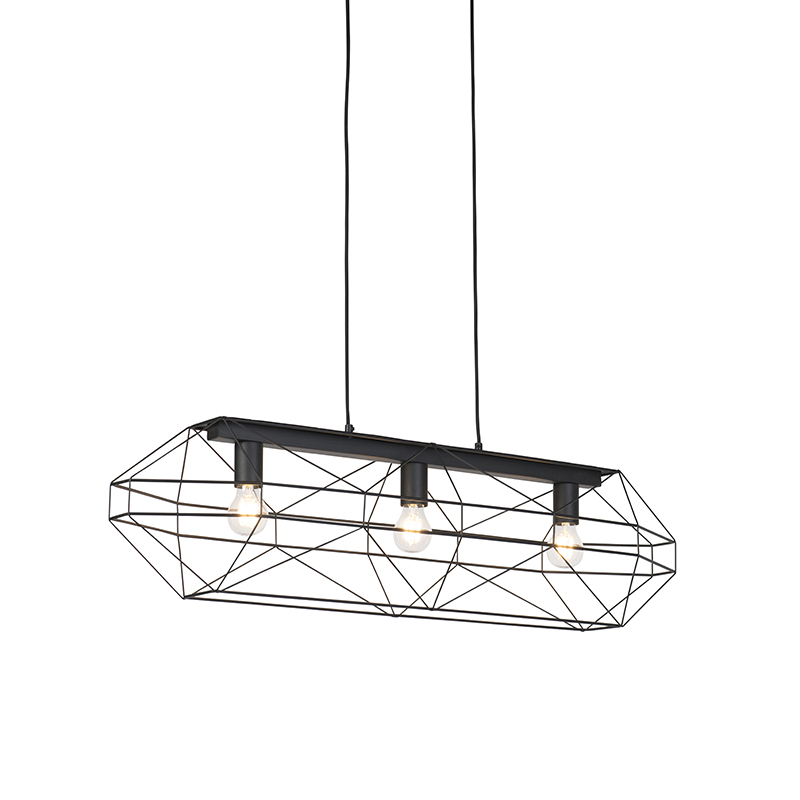 Průmyslová závěsná lampa černá 3-světlo - Carcass