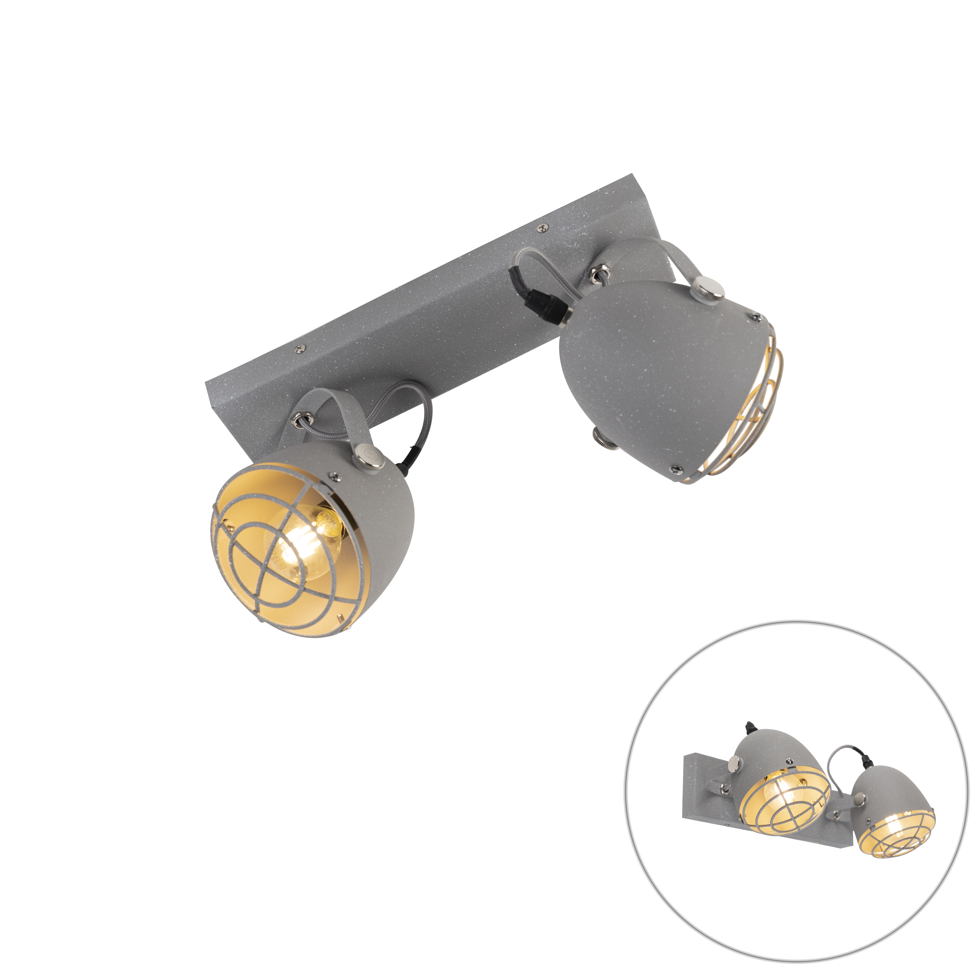 Průmyslově nastavitelný bodový šedý beton 2-světlo - Rebus