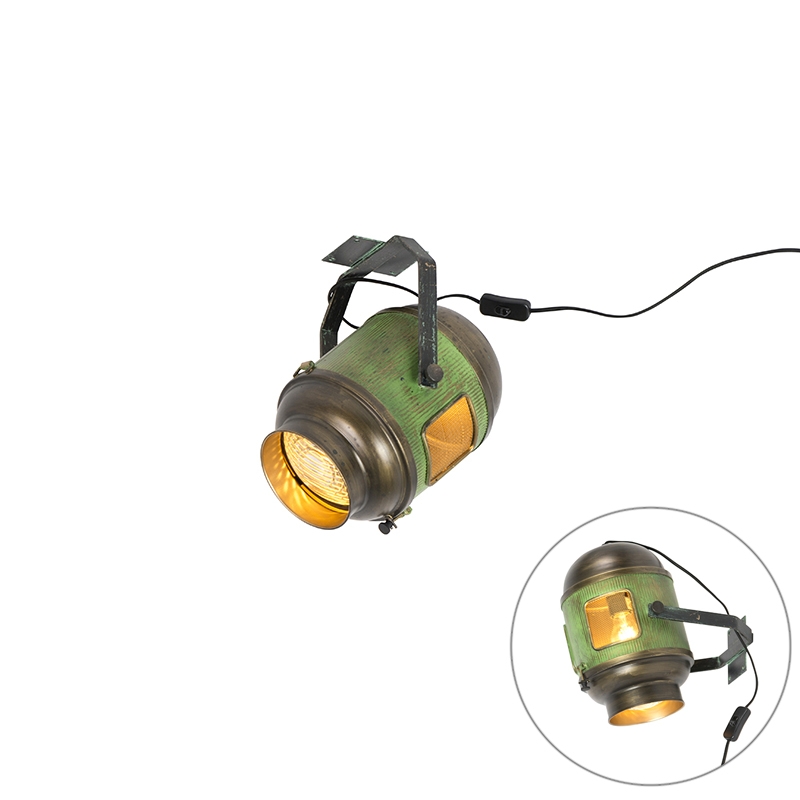 Průmyslové stropní svítidlo bronzové se zelenou - Byron