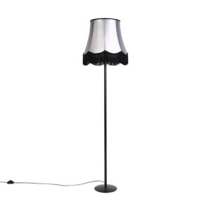 Retro stojací lampa černá Granny odstín černá se šedou 45 cm - Simplo