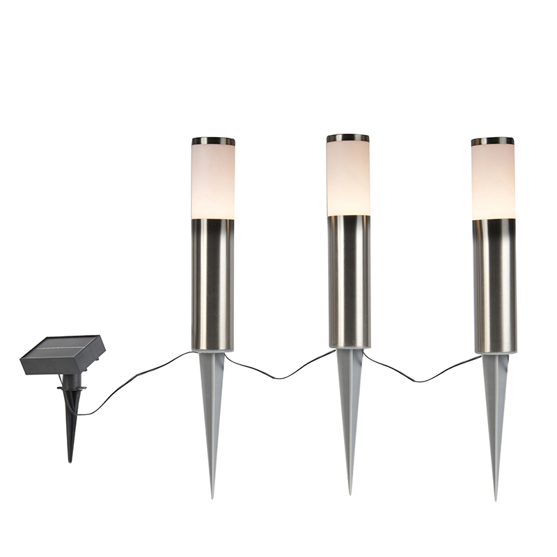 Sada 3 ocelových hrotů včetně LED IP44 solar- Rox