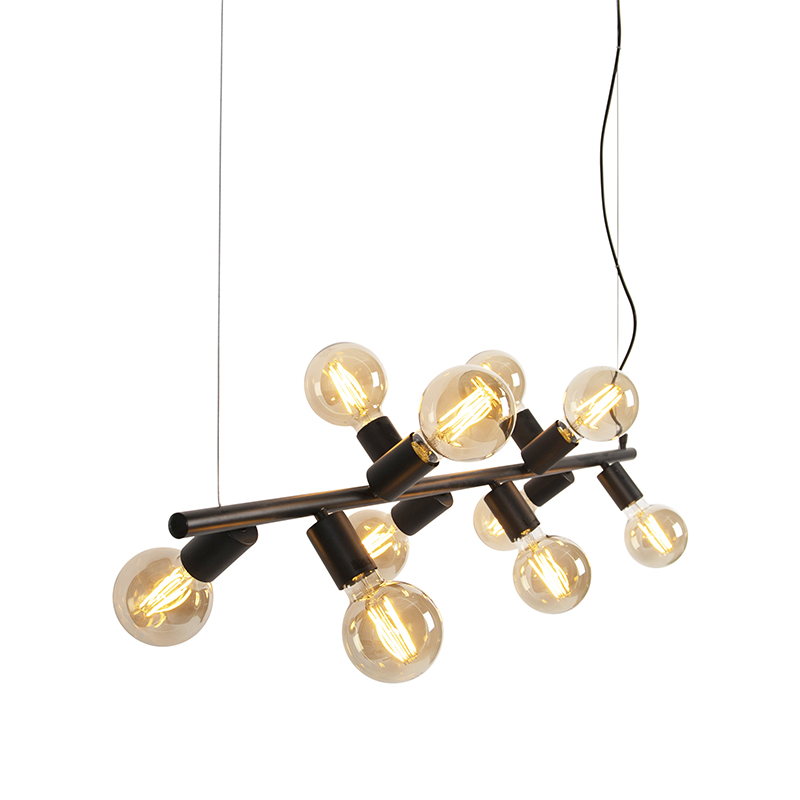 Skandinávská závěsná lampa černá 10-light - Facil Tube