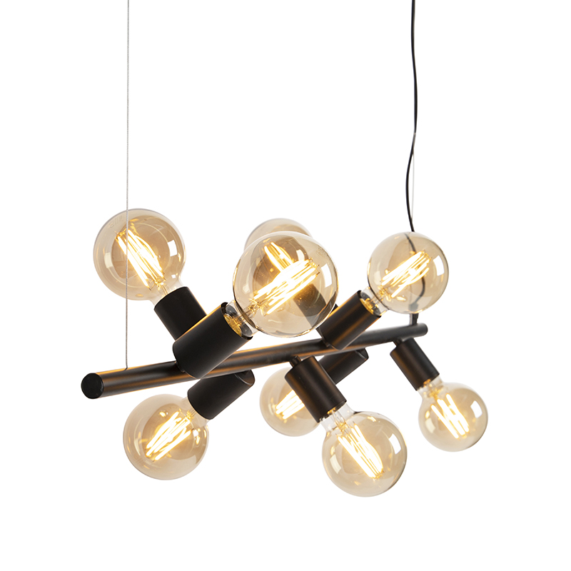 Skandinávská závěsná lampa černá 8-light - Facil Tube