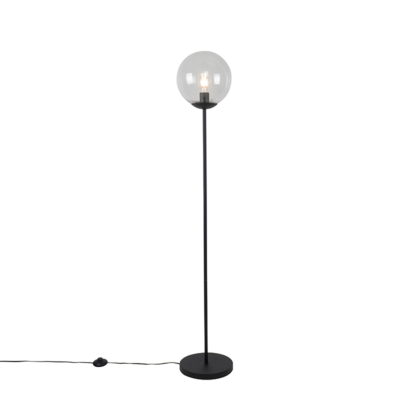 Stojací lampa ve stylu Art Deco černá s čirým sklem - Pallon Mezzi