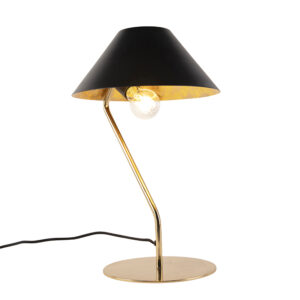 Stolní lampa ve stylu art deco černá se zlatým interiérem - Knick