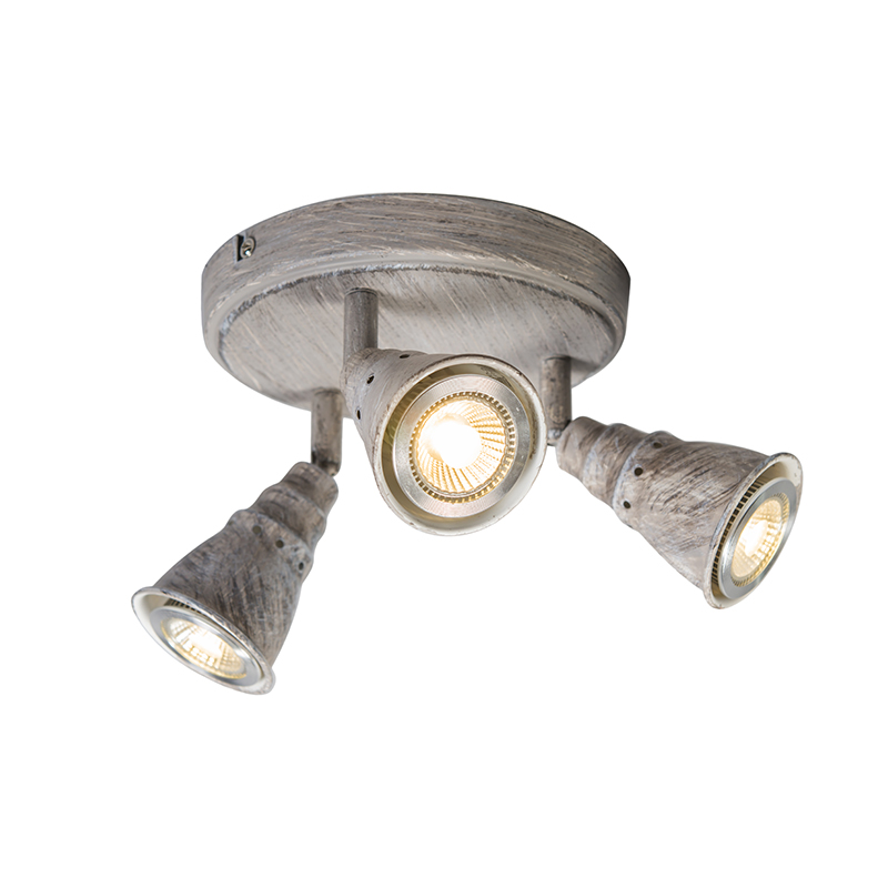 Stropní a nástěnné bodové světlo šedé otočné a sklopné kulaté - Coney 3