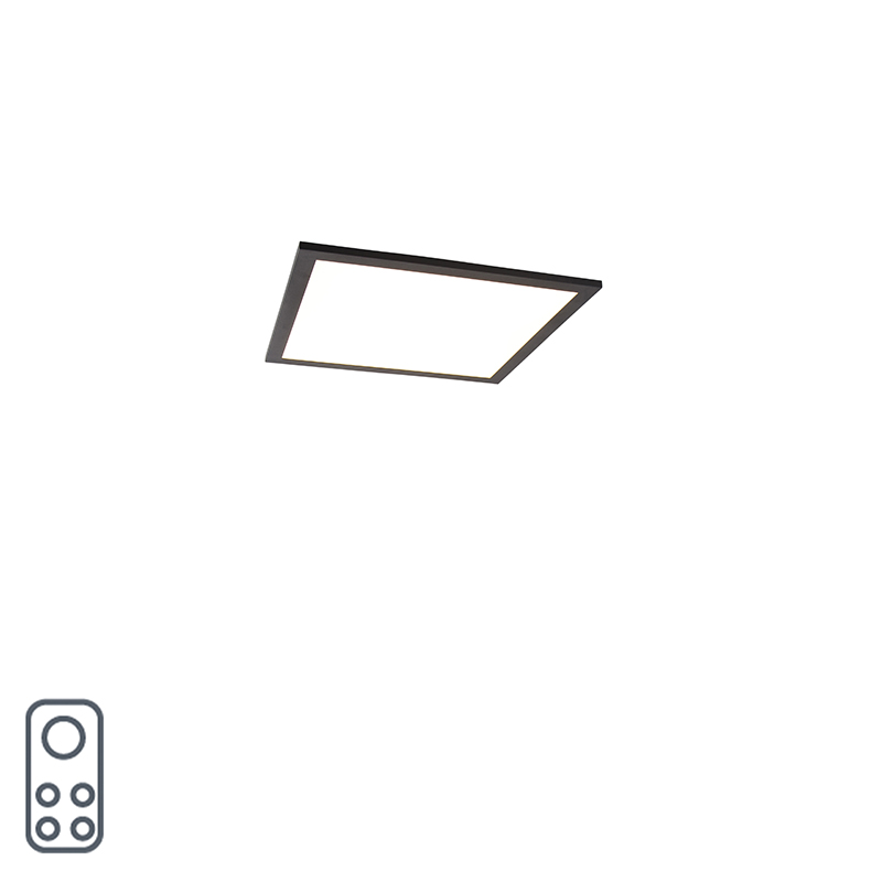 Stropní lampa černá 40 cm vč. LED s dálkovým ovládáním - Živě