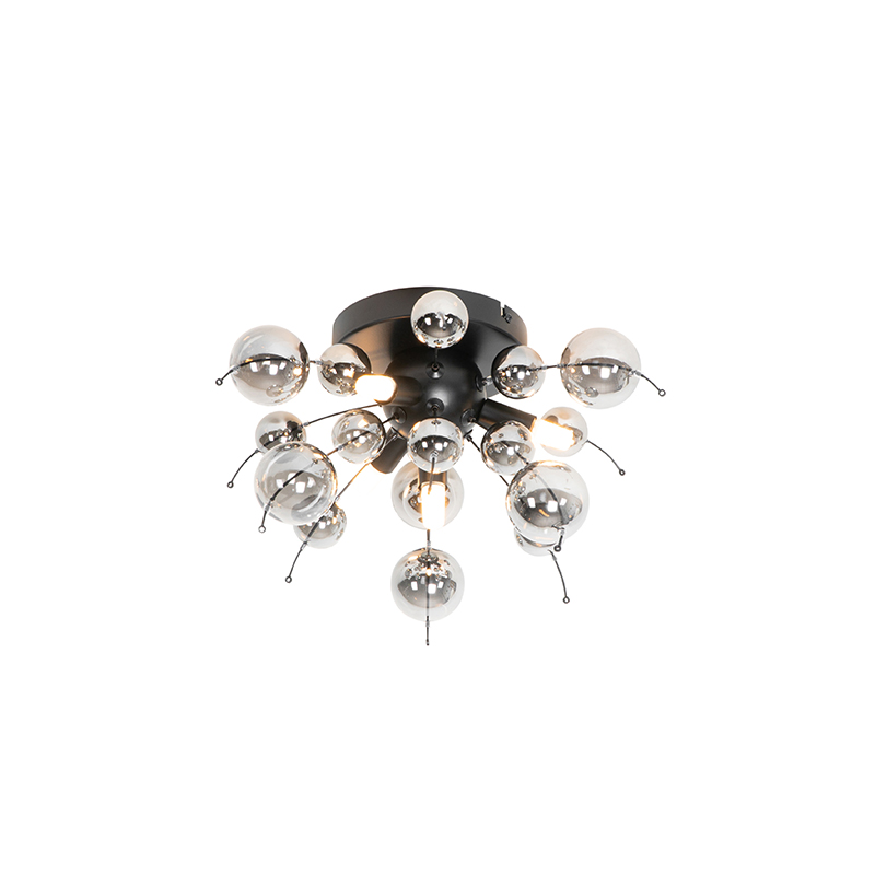 Stropní svítidlo černé s kouřovým sklem 40 cm 4-světla - Explode