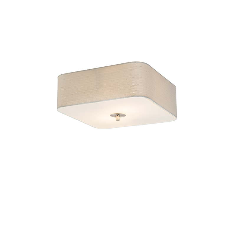 Stropní svítidlo hranaté bílé 30 cm - Drum deluxe Juta