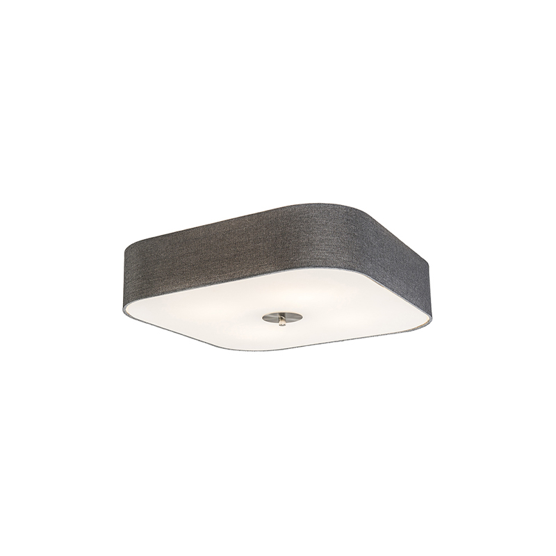 Stropní svítidlo hranaté šedé 50 cm - Drum deluxe Juta