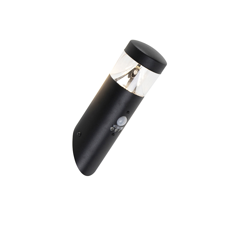 Venkovní nástěnné svítidlo černé s pohybovým senzorem IP44 vč. LED - Roxy