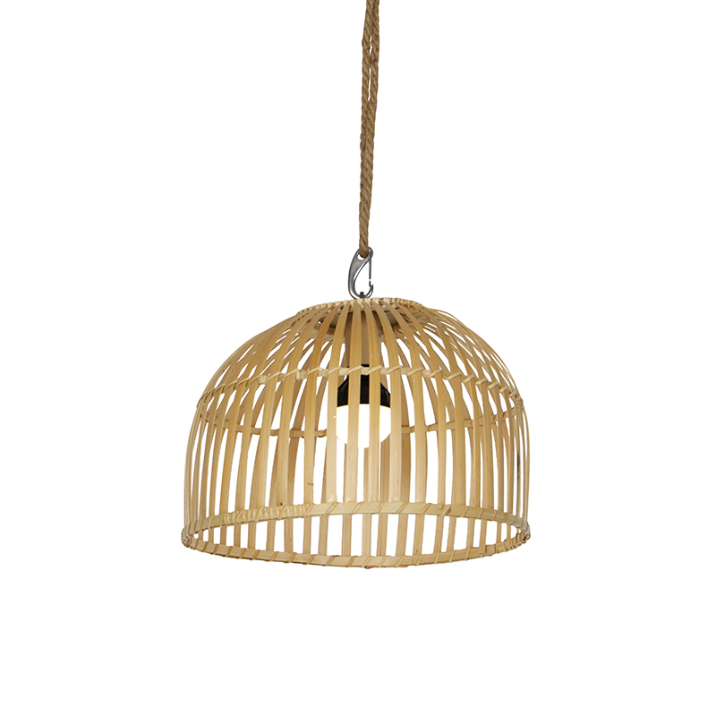 Venkovní závěsná lampa bambusová IP44 včetně LED stmívače RGB - Maurice