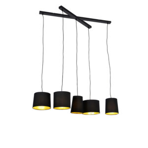 Venkovská závěsná lampa černá 5-světlo - Hermina