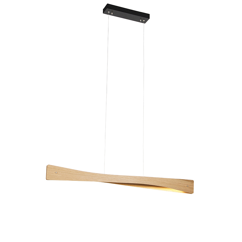 Venkovská závěsná lampa dřevěná včetně LED 3stupňové stmívatelné - Sjaak