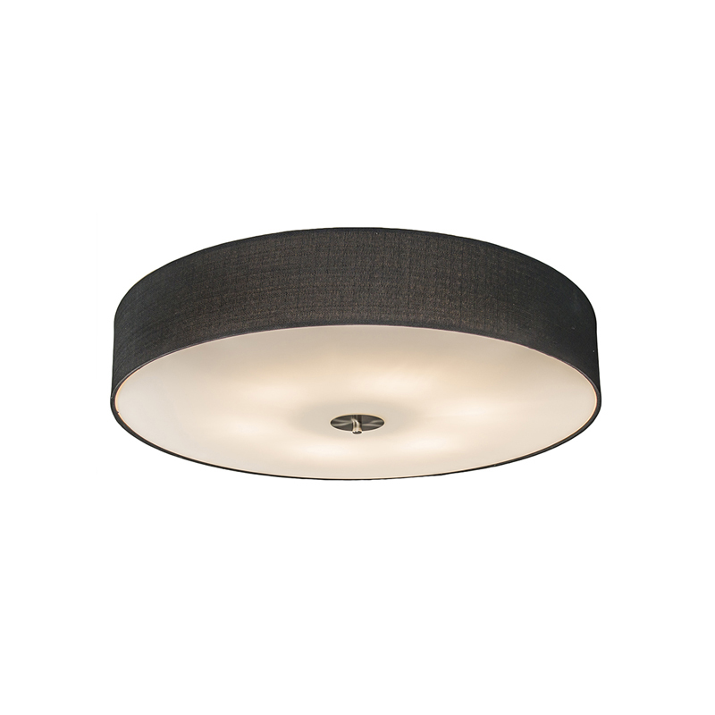 Venkovské stropní svítidlo černé 70 cm - Drum Jute