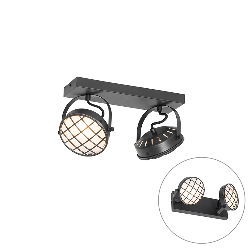 Vintage spot zwart 2-lichts - Tamina