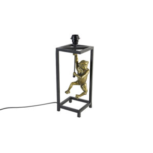 Vintage stolní lampa mosaz s černou barvou - Cage Abe