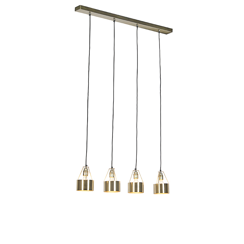 Vintage závěsná lampa se 4 světly na mosazném paprsku - Willow