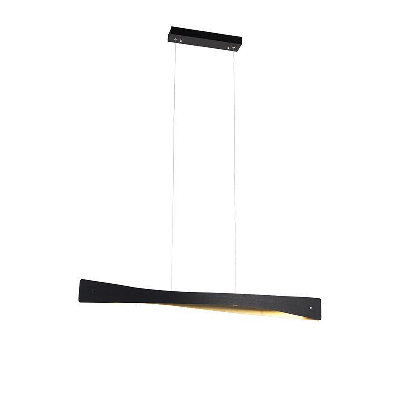 Závěsná lampa černá se zlatem vč. LED 3stupňové stmívatelné - Sjaak