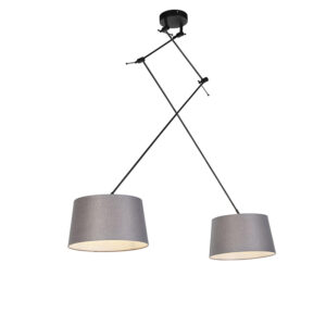 Závěsná lampa s lněnými odstíny tmavě šedá 35 cm - Blitz II černá