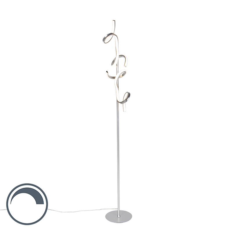 Designová stojací lampa stříbrná včetně LED a stmívače - Krisscross