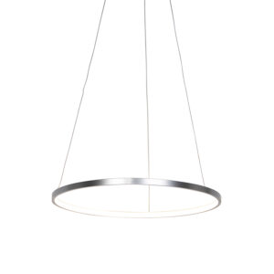 Moderní kruhová závěsná lampa stříbrná 60 cm vč. LED - Anella