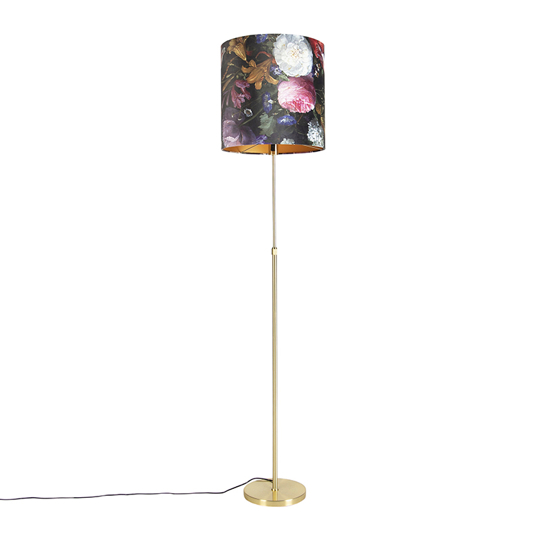 Stojací lampa zlatá / mosaz se sametovými odstíny květin 40/40 cm - Parte