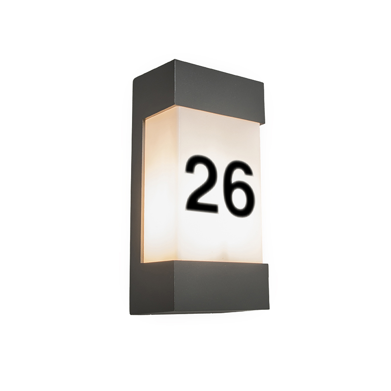 Venkovní nástěnné svítidlo antracit s číslem domu IP54 - Tide V