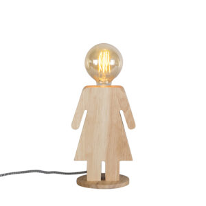 Venkovská stolní lampa dřevo - Eva