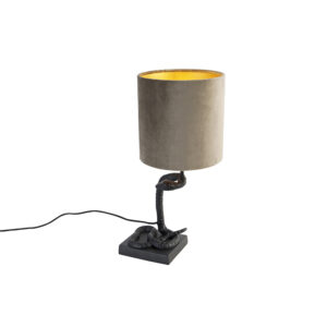 Vintage stolní lampa černé látkové stínítko taupe - Slange