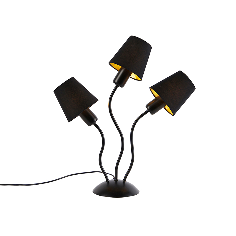 Designová stolní lampa černá 3-světla s objímkami - Wimme
