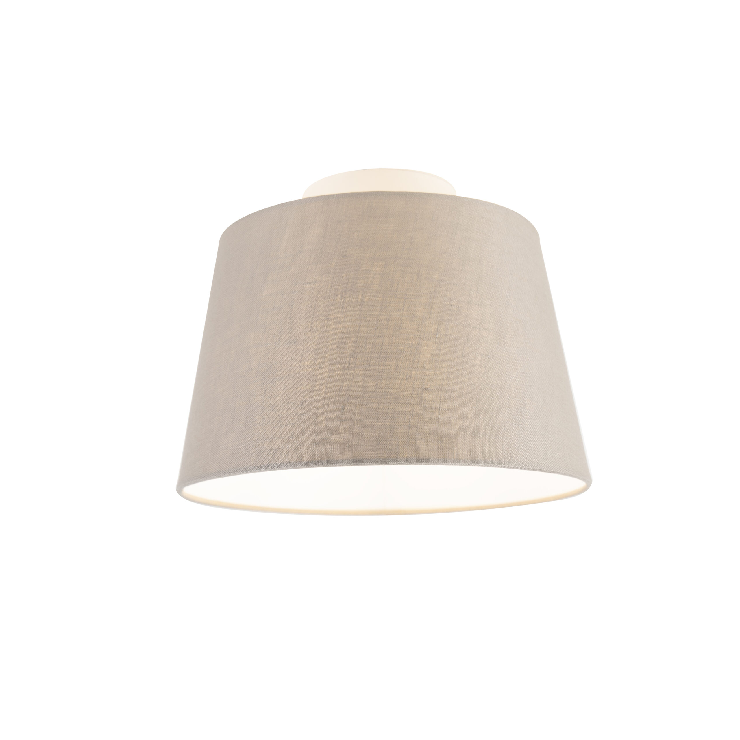 Stropní lampa s lněným stínidlem taupe 25 cm - bílá Combi
