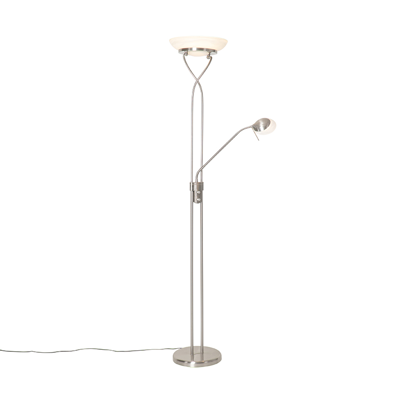 Stojací lampa z oceli včetně LED a stmívače s lampou na čtení - Empoli