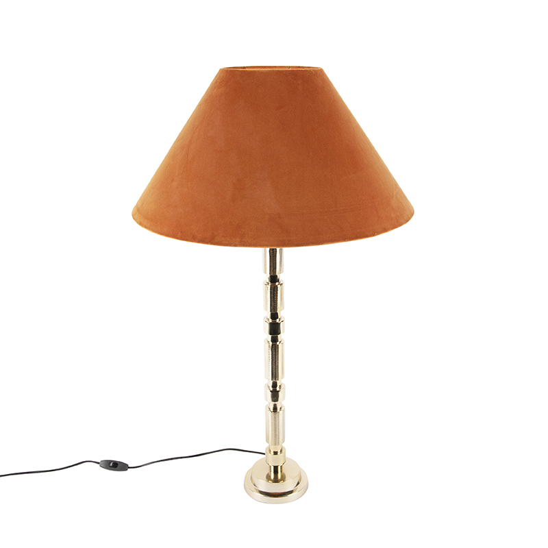 Stolní lampa ve stylu art deco s velurovým odstínem oranžová 50 cm - Torre