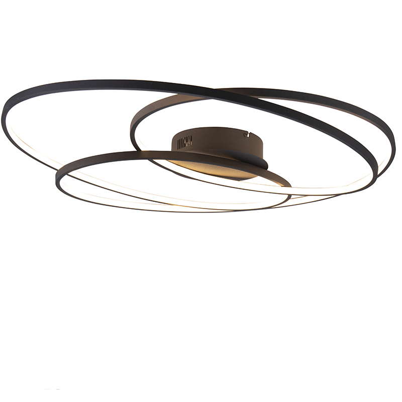 Stropní svítidlo černé 80 cm vč. LED stmívatelné ve 3 krocích - Rowin