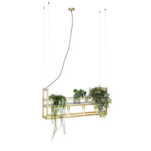 Industriële hanglamp goud met marmer en rek 4-lichts - Cage Rack