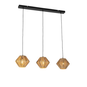 Oosterse hanglamp rotan 3-lichts - Straw