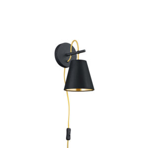 Moderní nástěnná lampa černá se zlatem - Andries