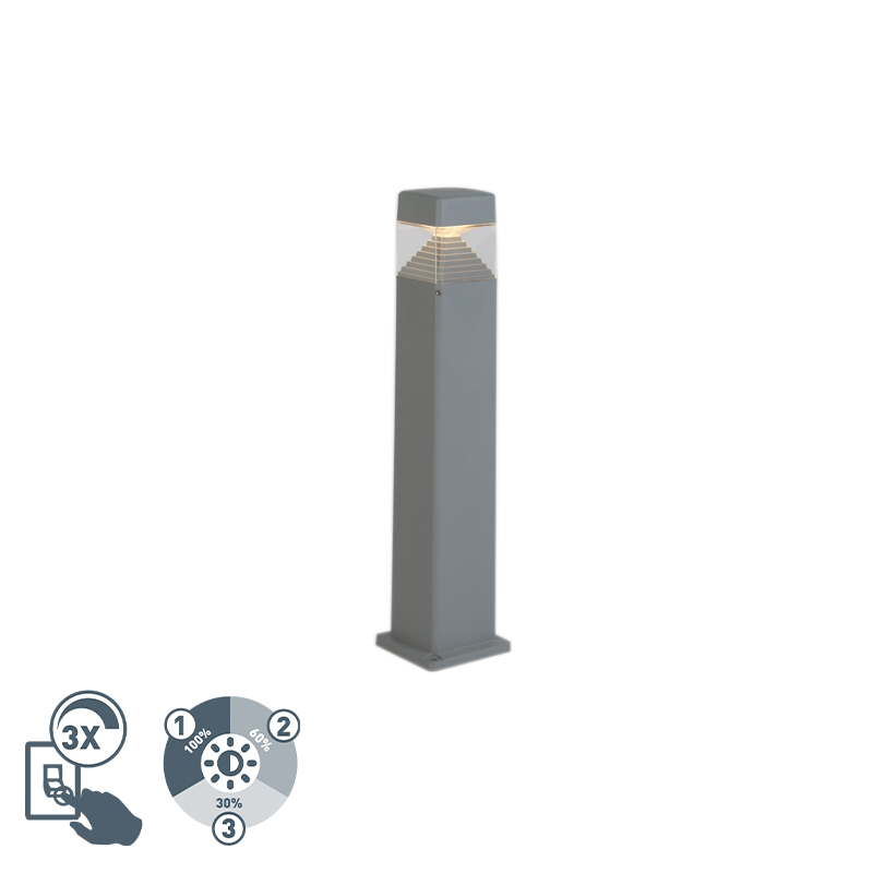 Moderní venkovní sloupek šedý 80 cm vč. LED IP55 - Ester