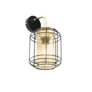 Design wandlamp zwart met goud - Gaze Down