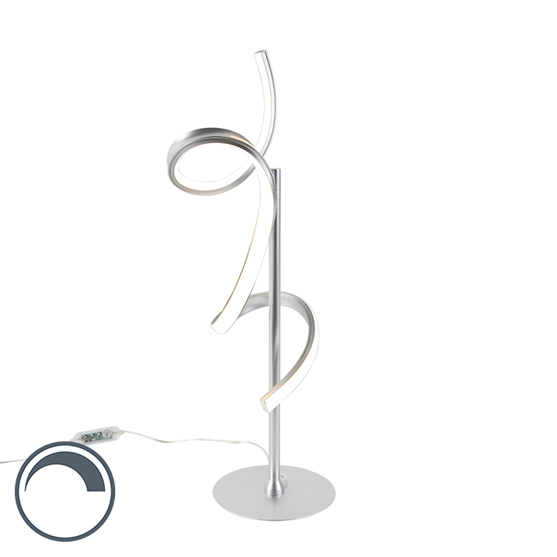 Designová stolní lampa stříbrná včetně LED a stmívače - Krisscross