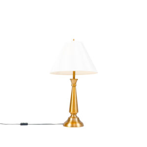 Klasická stolní lampa bronzová s krémovým odstínem - Taula
