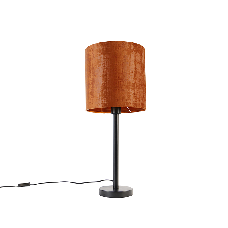 Moderní stolní lampa černá s červeným stínidlem 25 cm - Simplo