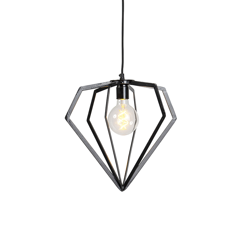 Průmyslová závěsná lampa černá - rám Diamond small