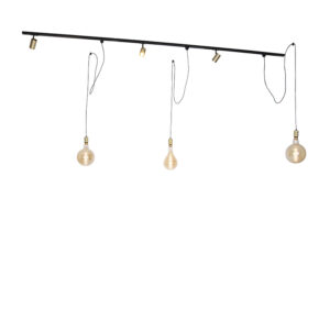 Railsysteem met 3 spots en hanglamp 1-fase goud - Cavalux Jeana