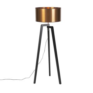 Stojací lampa černá s měděným stínidlem 50 cm - Puros