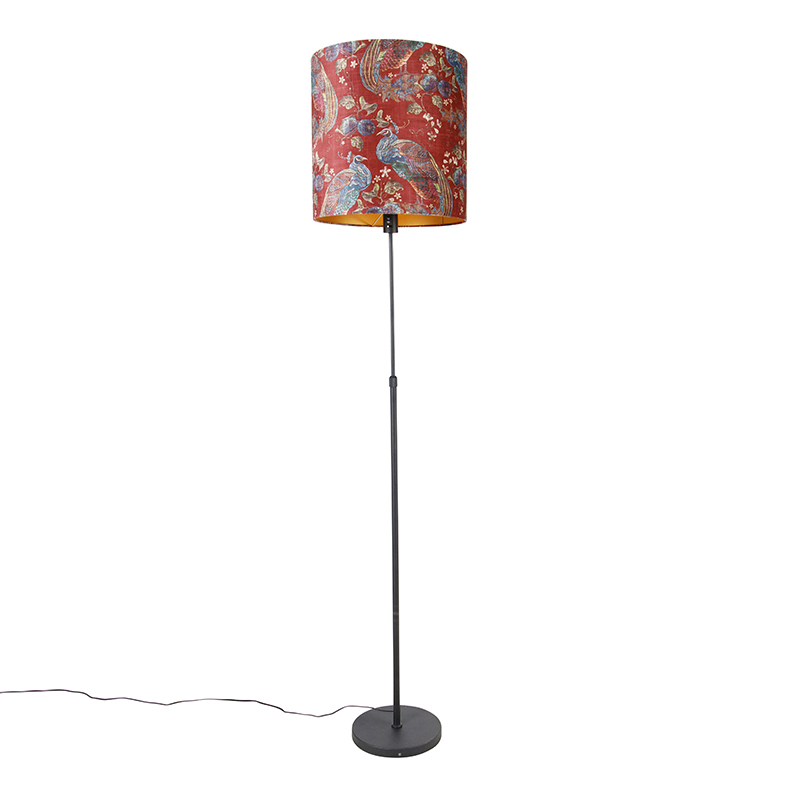 Stojací lampa černý odstín páv design červená 40 cm - Parte