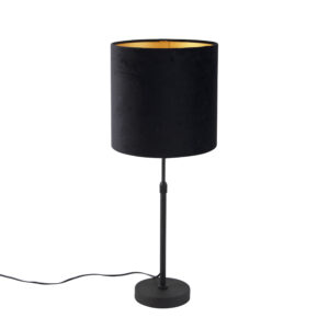 Stolní lampa černá s velurovým odstínem černá se zlatem 25 cm - Parte